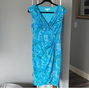 London Times Blue Floral Dress